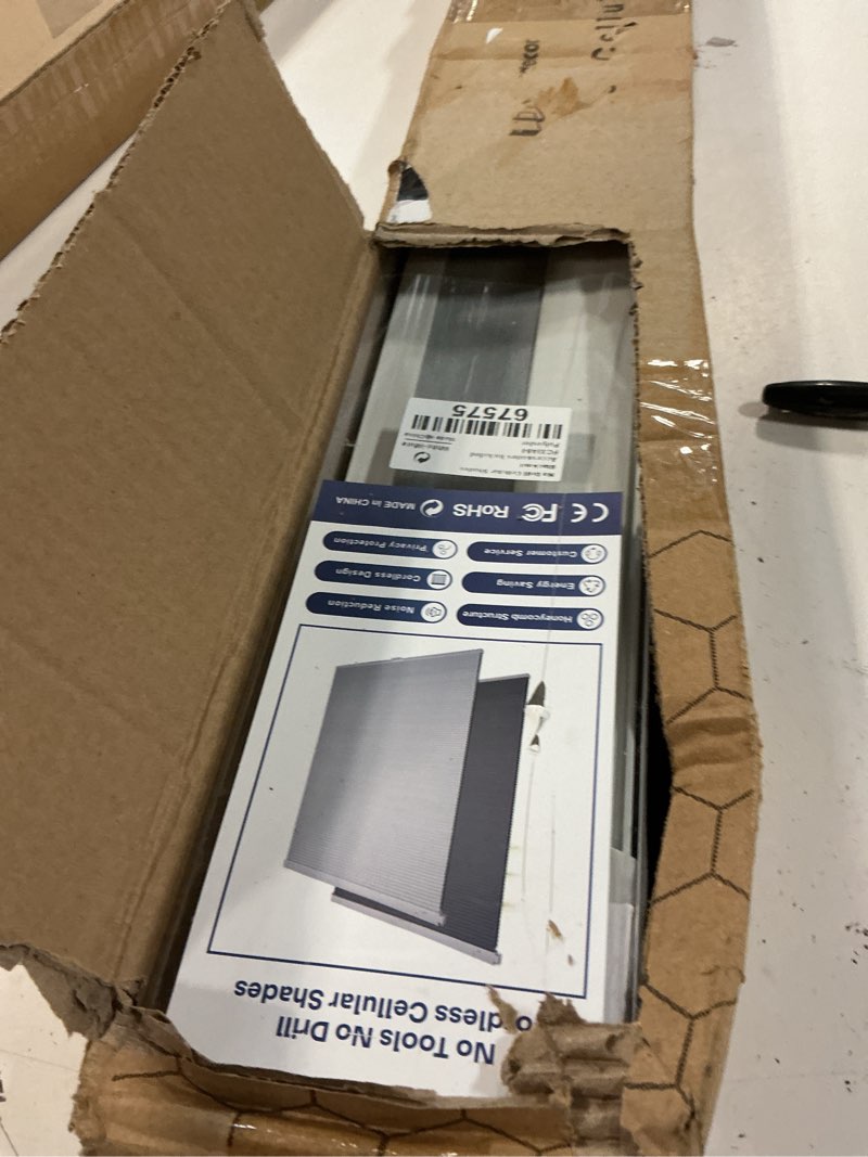 Condition photo showing Good Condition for grandekor no tools no drill cordless cellular shades,33" w x 64" h,blackout honeycomb blinds for indoor windows,uv protection privacy no drill blinds for home,door,white white-white(blackout) 33"w x 64"h