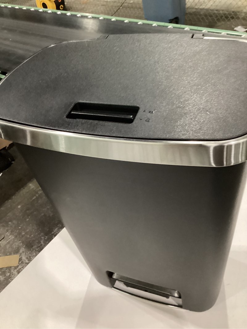 Condition photo showing Good Condition for eko hana select 13.2 gallon / 50l step trash can, large plastic kitchen trash can with stainless steel lid, soft-close & stay-open, deodorizer compartment, wide steel pedal garbage can for home, black carbon black