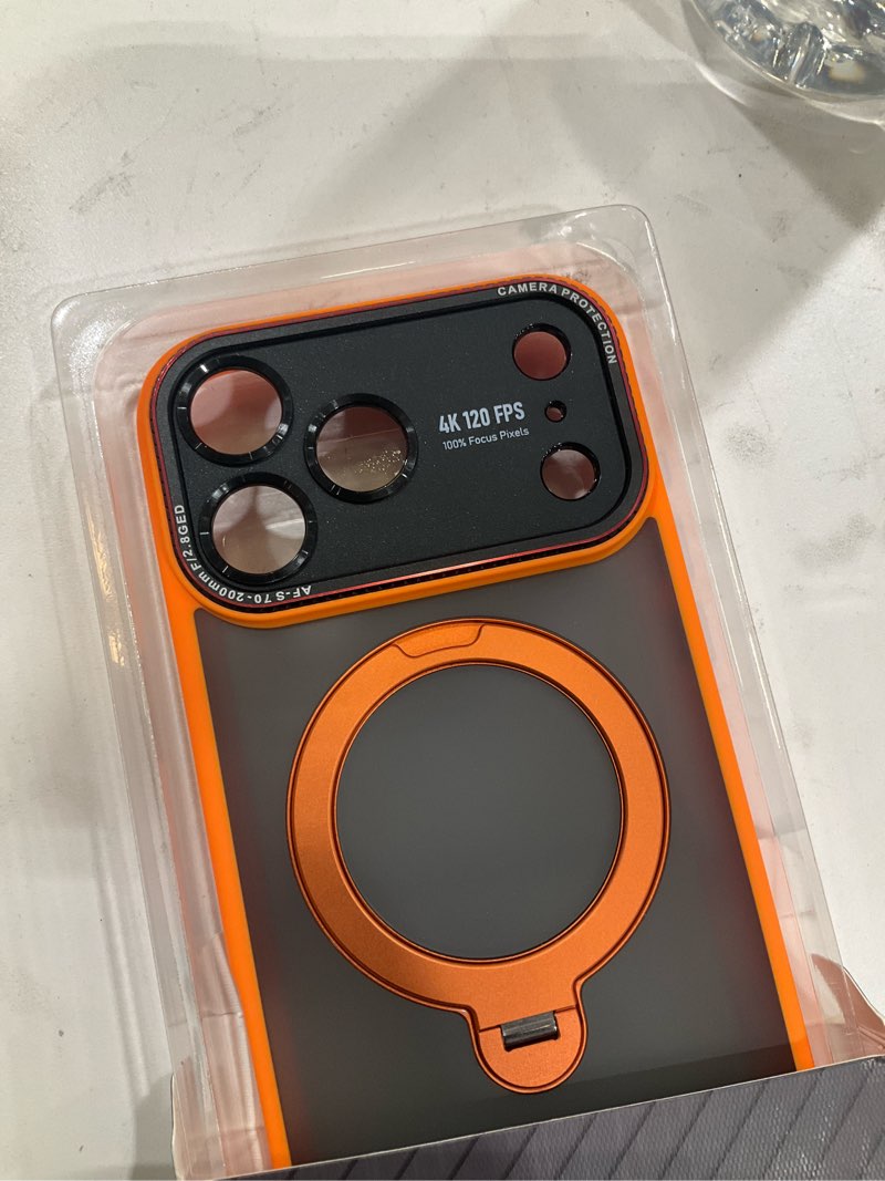 for iphone 17 pro max case: 360 spin magnetic stand, camera protection (compatible with magsafe) [18ft military protection] shockproof matte translucent phone cover for iphone 17 pro max 6.9", orange for iphone 17 pro max 6.9" orange