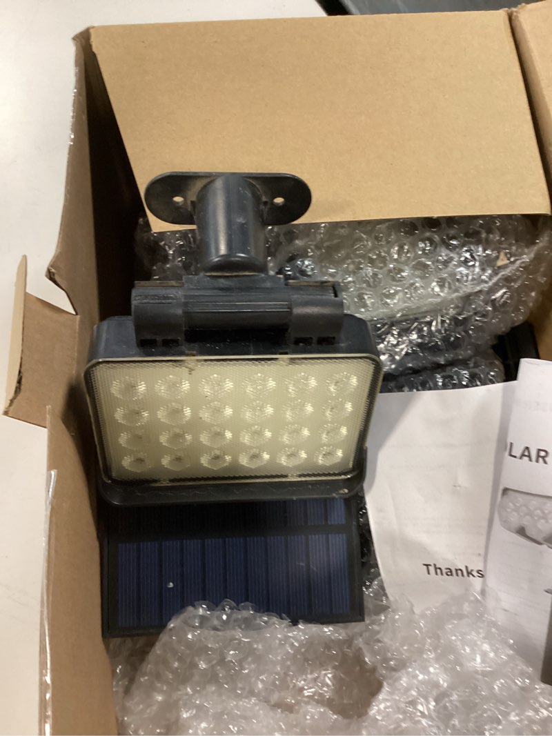 Condition photo showing As Is for 6 pack solar powered outdoor spot lights outside waterproof 20 leds landscape spotlights dusk to dawn for house yard tree, plants, walls, path, garden, statues, superior accent lamp cool white cool white 6 pack
