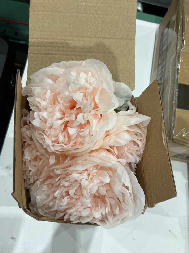 Condition photo showing New/Like New for 10pcs pink realistic silk peonies bouquet, waterproof & uv resistant faux peony flowers, all-weather artificial stems for outdoor, grave, wedding centerpiece & home decor