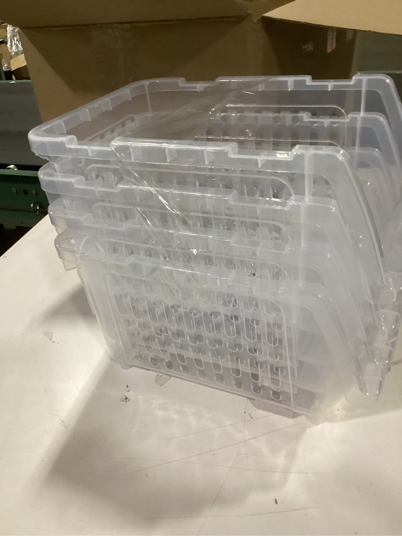 Condition photo showing Good Condition for TidyFriend Stackable Storage Bins with Wheels for Closet Organizers and Storage 4 Pack, Closet Organization for Kids Room and Home Organization (Clear) 4 Pack (Small) Clear