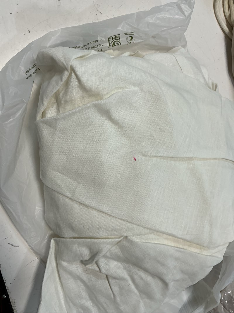 Condition photo showing As Is for quince european linen shower curtain, one size, ivory