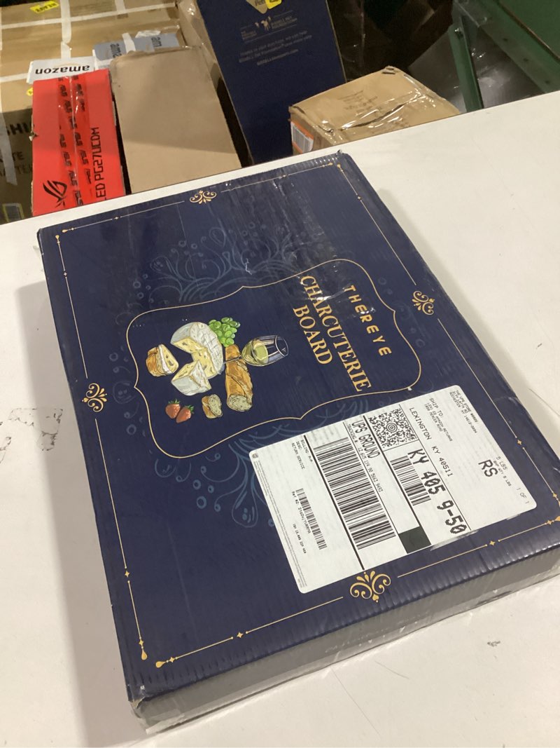 Condition photo showing As Is for Easoger Large Bamboo Charcuterie Boards, Cheese Board and Knife Set - Unique Housewarming, Wedding a