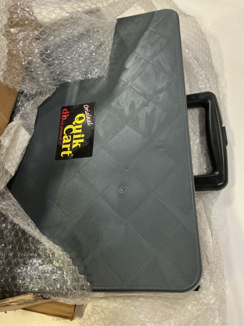 Condition photo showing Good Condition for dbest products Quik Cart Collapsible Rolling Crate on Wheels for Teachers Tote Basket 80 lbs Capacity, Made from Heavy Duty Plastic Used as a Seat, Black Standard Black