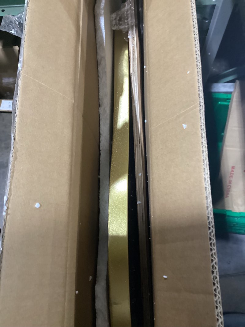 Condition photo showing As Is for Gold Irregular Shaped Mirror, 35" Asymmetrical Mirrors for Wall, Large Scalloped Mirror Decorative, Modern Wavy Round Mirrors for Living Room Bathroom Bedroom Hallway Entryway Fireplace Gold 35"L x 35"W