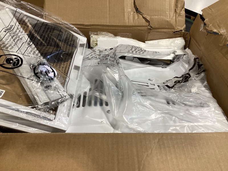 Condition photo showing As Is for ge window air conditioner unit, 5,000 btu for small rooms up to 150 sq ft. with manual adjustable fan and cooling settings, perfect for small bedroom or living room, easy install kit included, white new 5,000 btu mechanical controls white