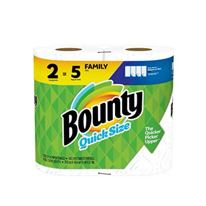 (8 Family Rolls) Bounty Quick-Size Paper Towels, 2 Family Rolls, White, Prime Pantry