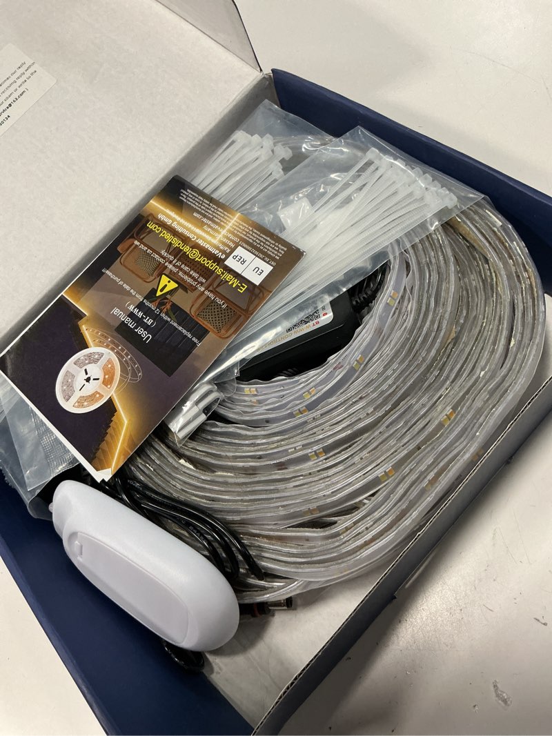 Condition photo showing Good Condition for 100ft outdoor led strip lights waterproof ip67, dimmable 3000k-6500k warm white led rope lights outdoor waterproof with remote & app, 24v adhesive exterior lighting for patio, deck, gazebo 100ft/30m