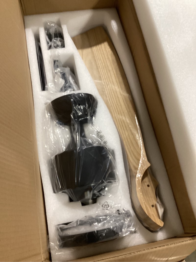 Condition photo showing Good Condition for Ceiling Fan with Lights,52 Inch Wood Ceiling Fans with Remote Control,Dimmable Light,3 CCT,6 Speeds,Noiseless DC Motor,2 downrod,Ceiling Fan for Bedroom,Living Room,Office,Indoor,Natural Wood Grain Downrod+Yellow Blades+Black Rod