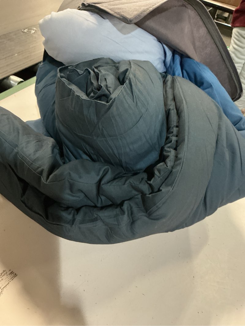 Condition photo showing As Is for Similar PURE ERA Jersey Knit Duvet Cover Set 100% T-Shirt Cotton Super Soft Comfy 3pc Bedding Set with Zipper Closure (Heather Blueish Grey, Queen)