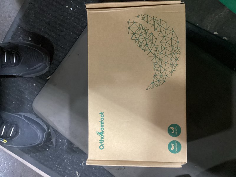 Condition photo showing As Is for Men's Orthopedic Leather Dress Walking Shoes: Comfortable Plantar Fasciitis Business Oxford with Arch Support, Casual Cushion Flat Feet Orthotic Walking Shoes for Foot and Heel Pain Relief 9 W1-black