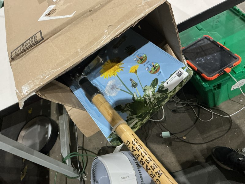 Condition photo showing As Is for grampa s weeder - the original stand up weed puller tool with long handle - made with 4-claw steel head design - easily remove weeds without bending  pulling  or kneeling