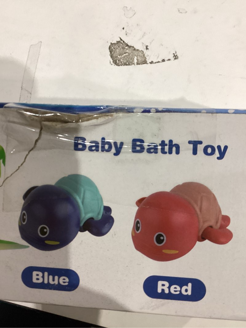 Condition photo showing As Is for tohibee bath toys, 3 pack cute swimming turtle bath toy for toddlers 1-3, new born baby bathtub wate