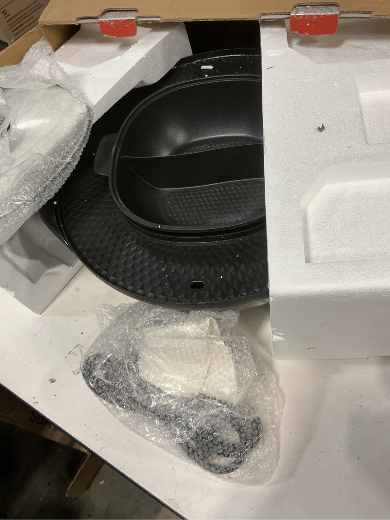 Condition photo showing Good Condition for 2 in 1 Hot Pot with Grill, Electric Korean BBQ Grill, Independent Dual Temperature Control & Non-stick Pan, Multi-function Smokeless Barbecue Grill for Family and Friends Gathering