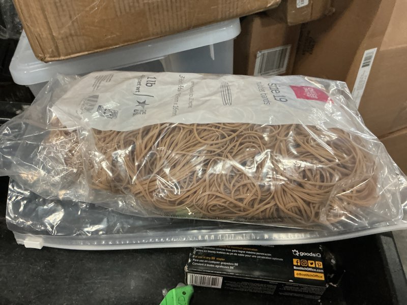 Condition photo showing As Is for office depot rubber bands, #19, 3 1/2in. x 1/16in., 1 lb. bag, 2419408