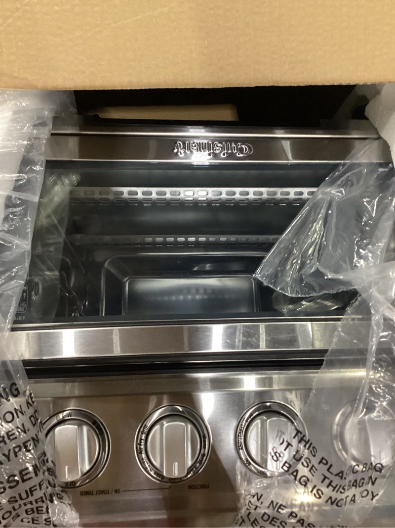 Condition photo showing Good Condition for *not tested* cuisinart air fryer toaster oven, 1800w, 8-in-1 with air fry, convection, broil & warm, 0.6 cubic feet, 60-minute timer, toa-70nas, stainless steel stainless steel convection toaster air fryer oven w/ grill