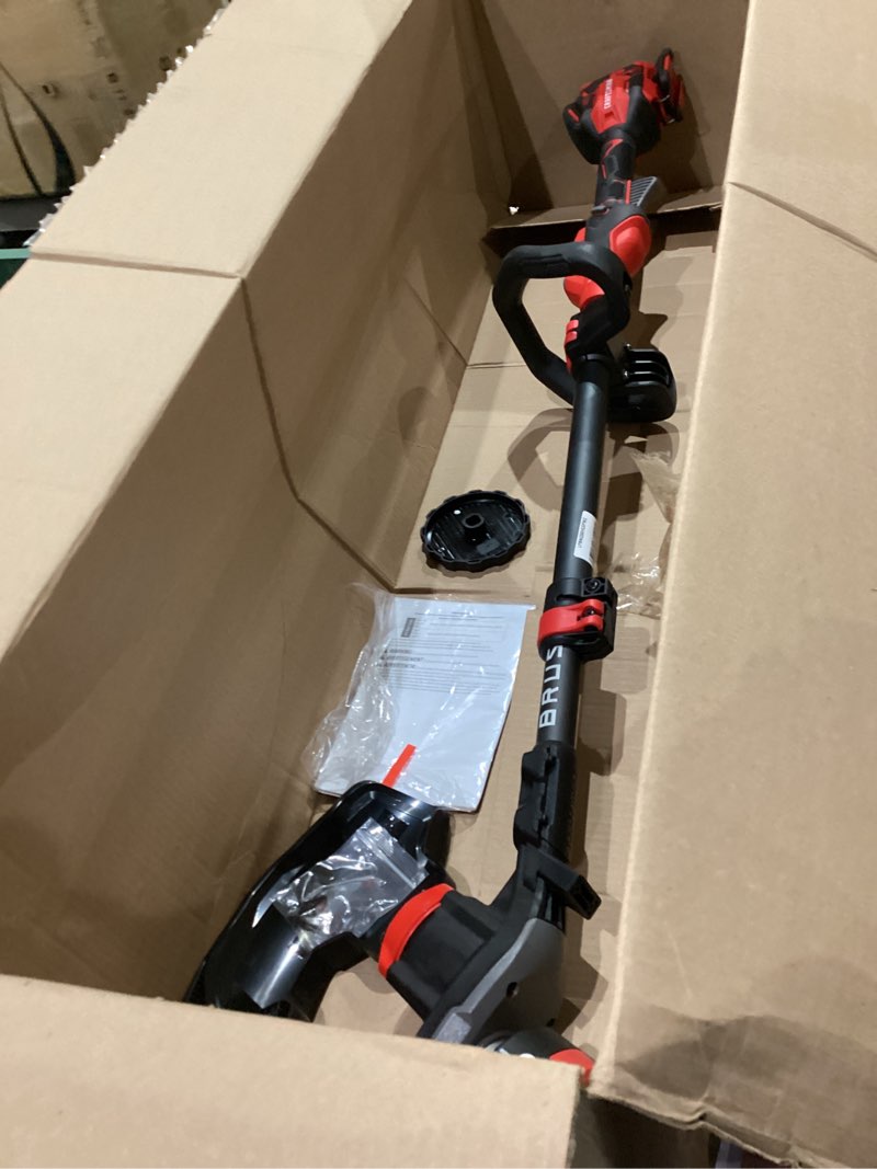 Condition photo showing As Is for craftsman v20 weedwacker cordless string trimmer with quickwind, 4 ah battery, charger, and spool included (cmcst920m1), red and black w/ cordless starter kit - new version