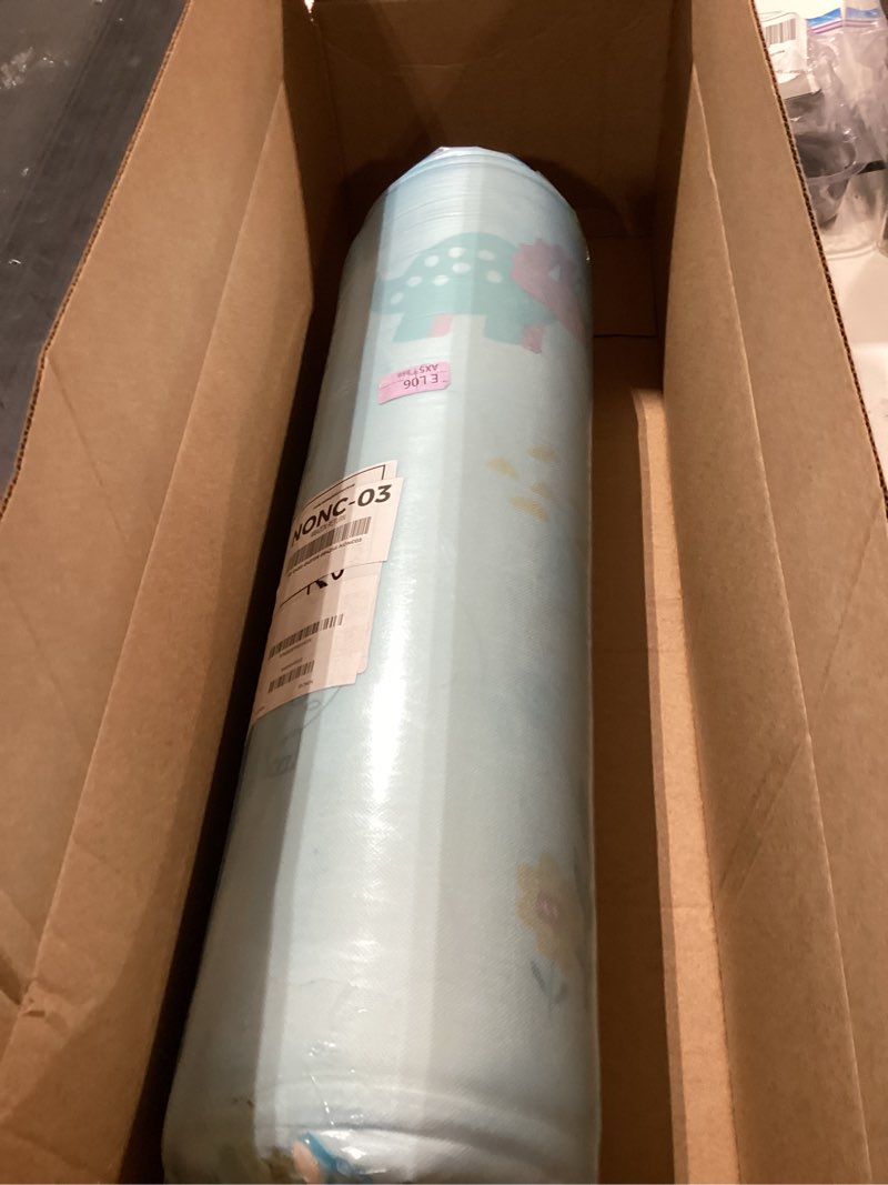 Condition photo showing Good Condition for premium 5" crib mattress and toddler mattress, dual-sided and firm, hypoallergenic crib mattress, fits standard crib and toddler bed dinosaur party 52" x 27.6" x 5"