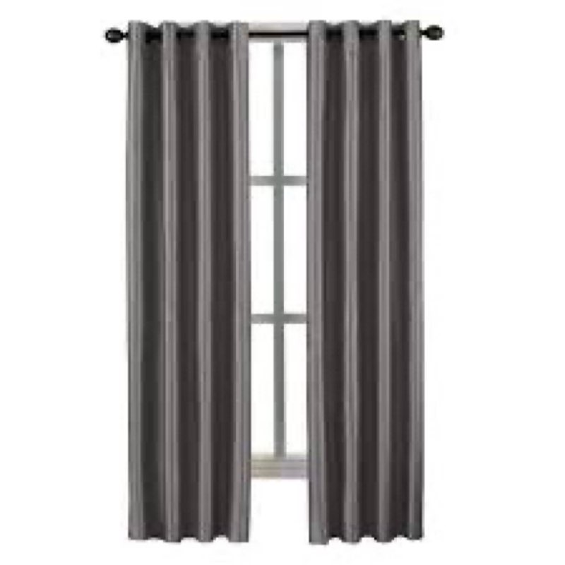curtainworks 1q80610gpt malta faux silk grommet curtain panel, 50 by 84", pewter