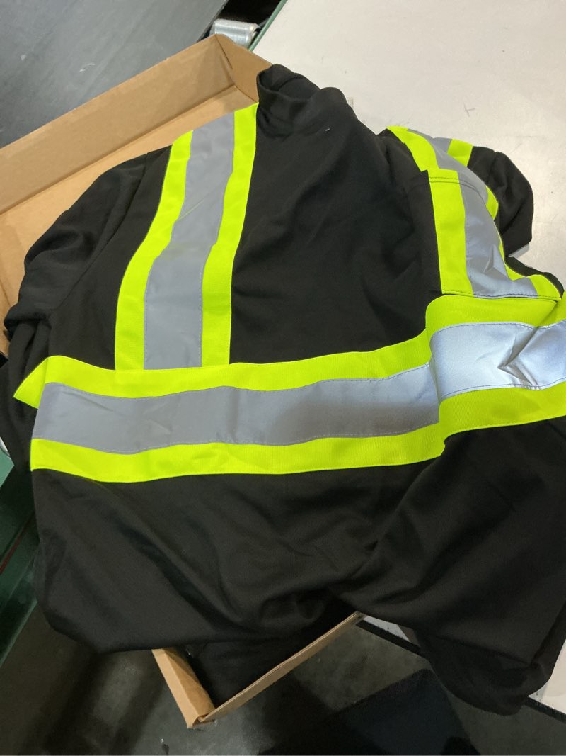 Condition photo showing Good Condition for hi vis safety shirts for men, high visibility long sleeve class 3 reflective construction shirts long sleeve-black large