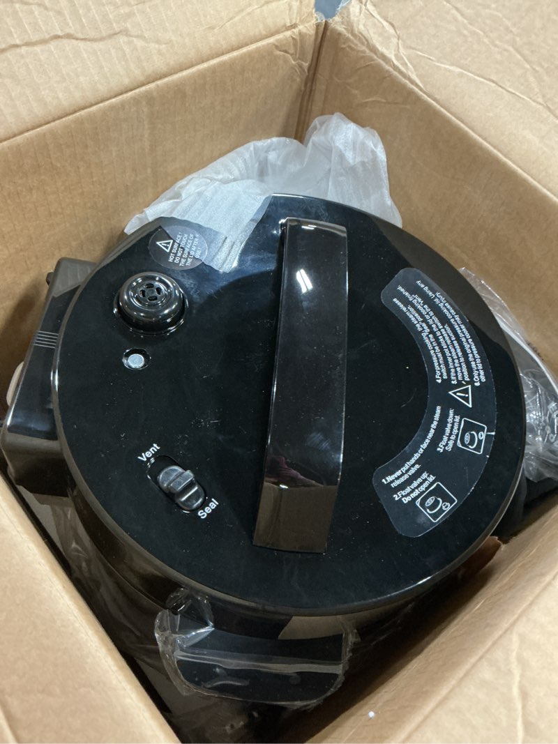 Condition photo showing As Is for olixis electric pressure cooker 8.45quart, 24 functions in 1, stainless steel pressure cooker for canning, slowcook, yogurt, steam, rice grain, soup, bean, poultry, beef, bake, stew, porridge silver 8.5 quarts