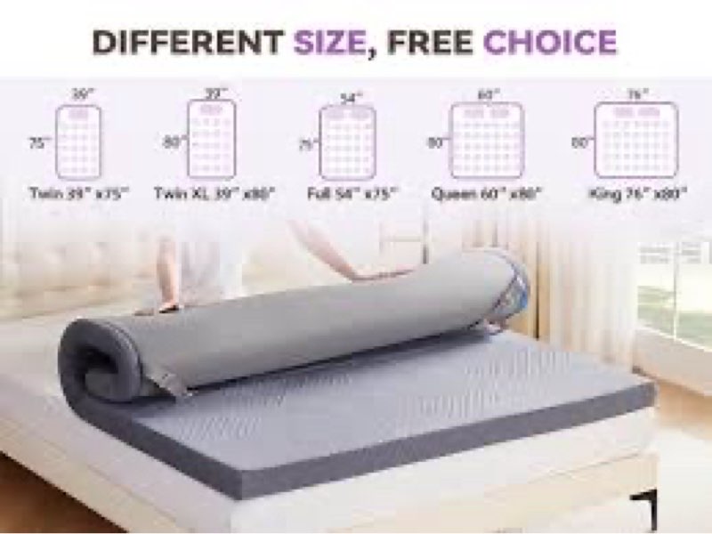 bdeus 3 inch extra firm memory foam mattress topper king size for big guys, supportive mattress pad for back pain relief, firm foam bed topper with senior grey cover, 76 × 80 inch