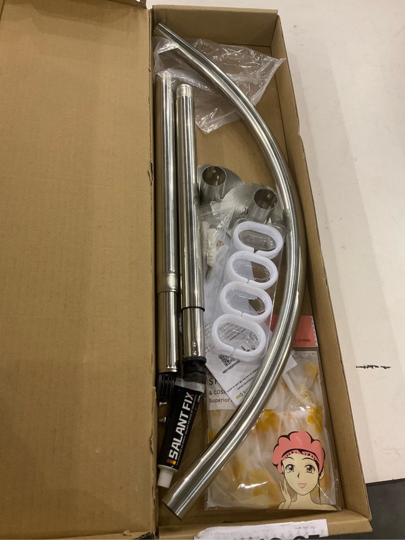 Adjustable Corner Shower Curtain Rod, Stretchable Stainless Steel L Shaped Shower Curtain Rail, Curv