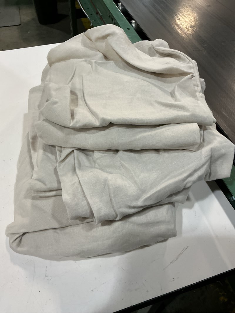 Condition photo showing As Is for european linen deluxe bedding bundle, king, sand