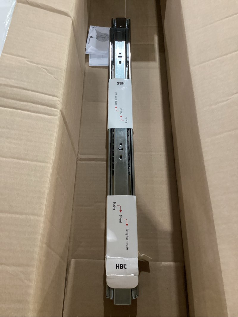 Condition photo showing As Is for hbl’ 1 pair | soft close drawer slides 22 inch, heavy duty cabinet drawer slides replacement - ball bearing full extension, 200 lb capacity, made of cold-rolled steel, rust-resistant & long-lasting. silver 22" drawer slide 1