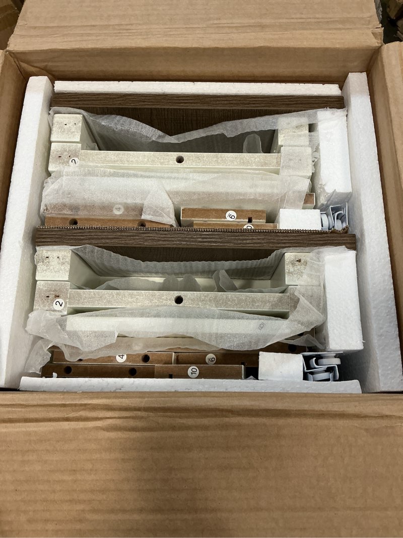 Condition photo showing Good Condition for ChooChoo Farmhouse End Table, Rustic Vintage End Side Table with Storage Shelf for Small Spaces, Nightstand Sofa Table for Living Room, Bedroom White 2 Pack