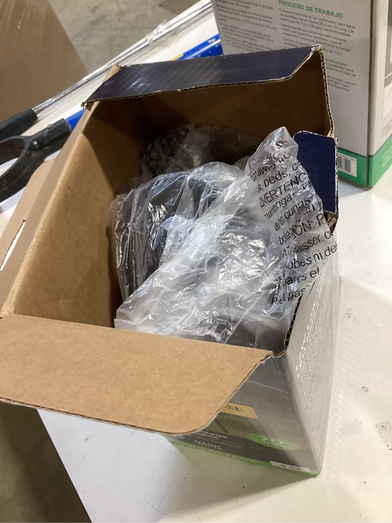 Condition photo showing As Is for incomplete harbor breeze 4 -pack harbor breeze 70 -lumens matte black low voltage plug-in led outdoor path light kit 3000-k item #6029427