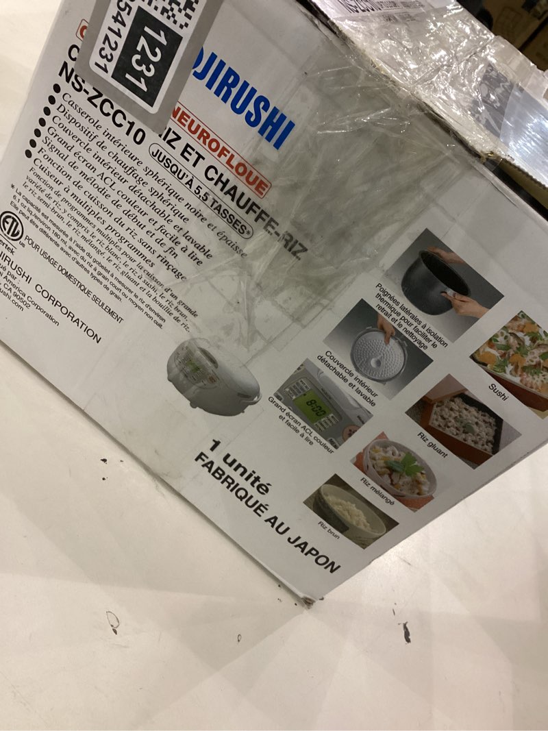 Condition photo showing As Is for Zojirushi NS-ZCC10 5-1/2-Cup Neuro Fuzzy Rice Cooker and Warmer, Premium White 5.5-Cup uncooked rice