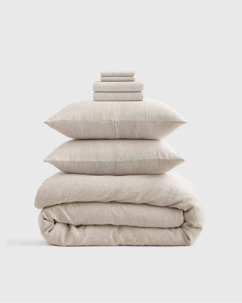 european linen chambray deluxe bedding bundle king / cal king