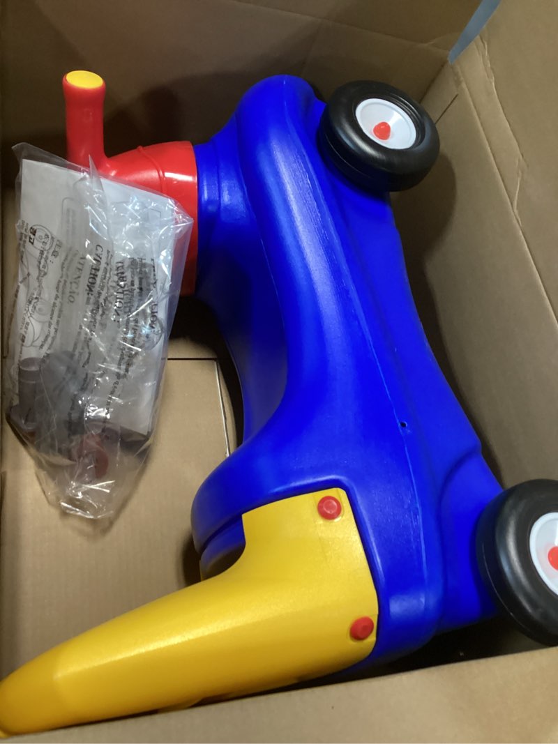 Condition photo showing Good Condition for Little Tikes Push and Ride Racer – (Amazon Exclusive), 22"L x 10"W x 17"H with screws
