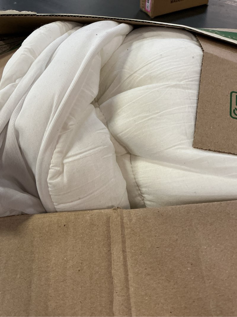 Condition photo showing As Is for cloud-like full size mattress topper - 100% cotton top mattress pad for back pain relief - breathable & naturally cooling for hot sleepers, white white full