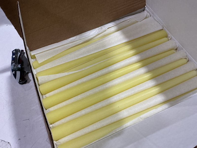 Condition photo showing Good Condition for Simply Soson 12 inch Ivory Taper Candle Sticks, Set of 30 Candle Sticks, Tapered Candles, Dripless Taper Candles, Ivory Candlesticks, Tall Candles, Taper Candles Bulk Ivory 12 Inch - 30 pk