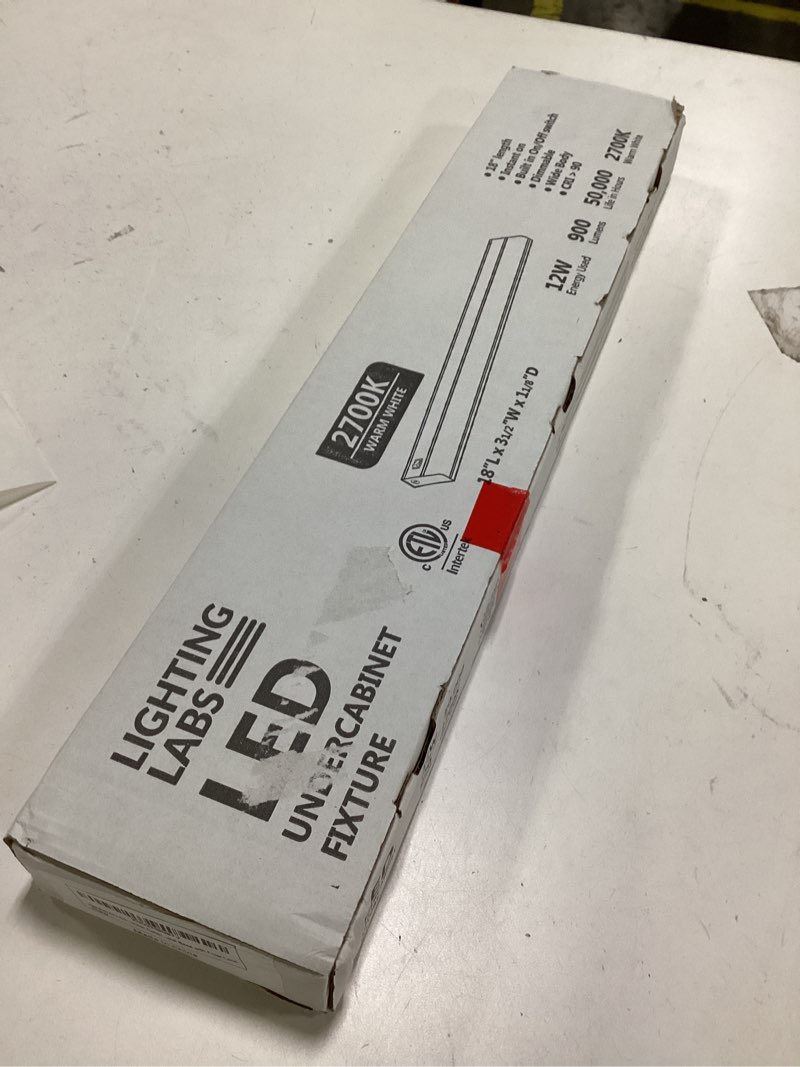Condition photo showing New/Like New for HARRRRD Hardwired LED Under Cabinet Task Lighting - 12 Watt, 18\", Dimmable, CRI>90, 2700K (Warm White), Wide Body, Long Lasting Metal Base with Frost Lens