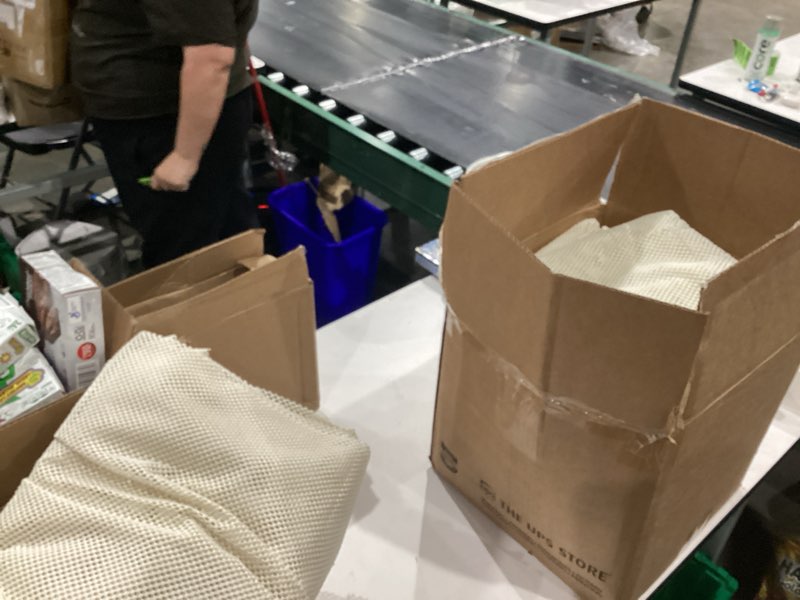 Condition photo showing Good Condition for Sizes vary Box full of Non Slip Under Rug Gripper for Hardwood Floors | Anti Slip Gripper for Indoor Area Rugs, Carpet or Mats