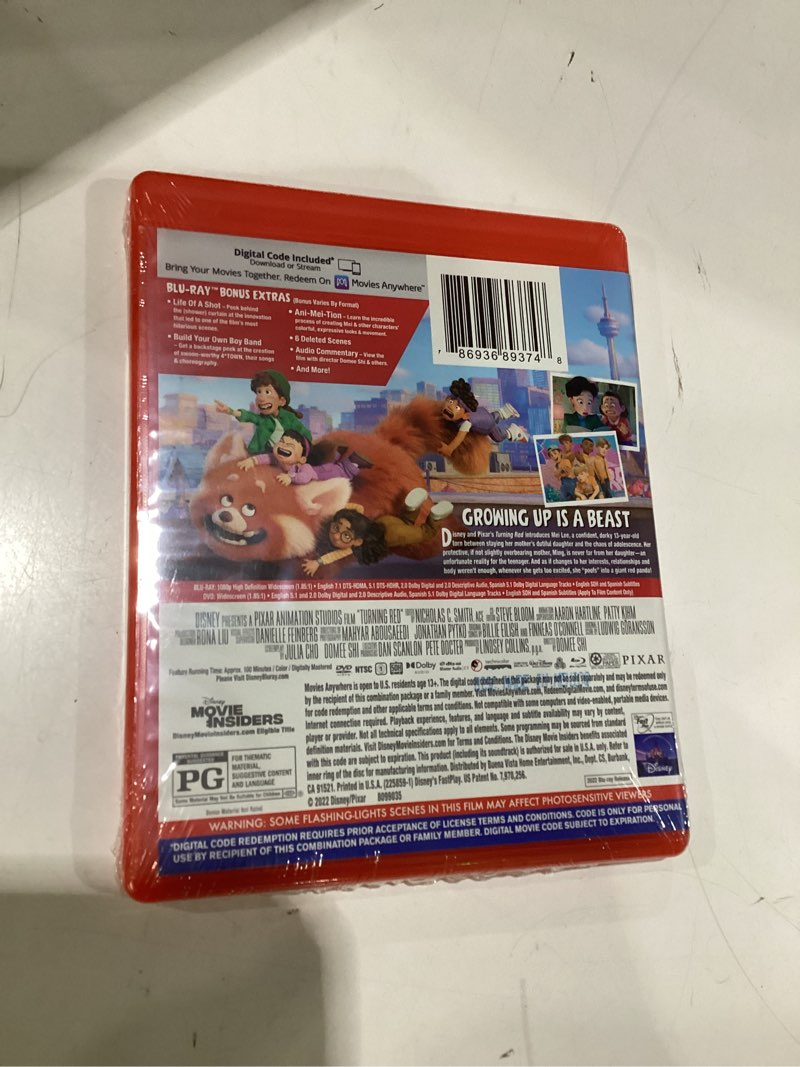 Condition photo showing New/Like New for disney pixar turning red, blue-ray+dvd+digital code