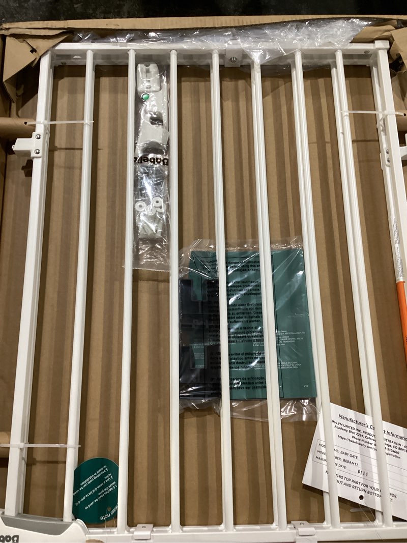 Condition photo showing Good Condition for babelio no bottom bar baby gate, 28" h x 26-43" w, white | easy install| one-handed opening| auto-close| drill needed indoor safety dog/pet gate for stairs, hallways & doorways