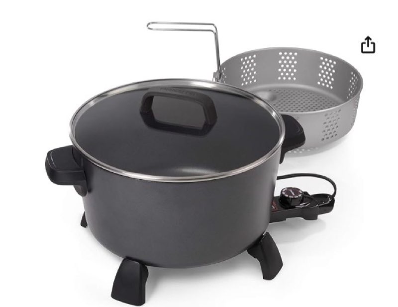 Presto 06009 10-Quart Kitchen Kettle XL Multi-Cooker, Steamer and Deep Fryer, Black
