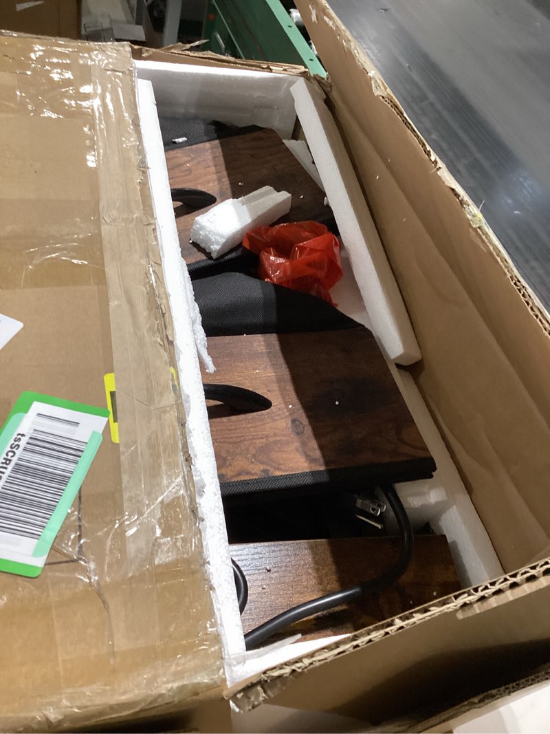 Condition photo showing Good Condition for Yoobure Nightstand with Charging Station, Small Night Stand with Fabric Drawers and Storage Shelf for Bedrooms, Small Spaces, Bedside Table with USB Ports & Outlets Vintage Brown