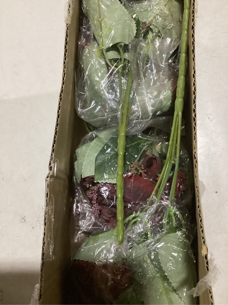 Condition photo showing Good Condition for artificial peonies silk flowers, burgundy faux peony bouquet 4 bundles florals arrangements for farmhouse home boho wedding table centerpiece, fake plastic flowers bulk for vase decoration (burgundy) burgundy 4pcs