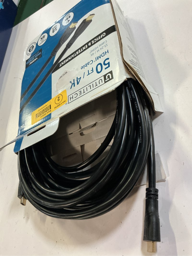 Condition photo showing As Is for utilitech 4k hdmi to hdmi 50-ft black