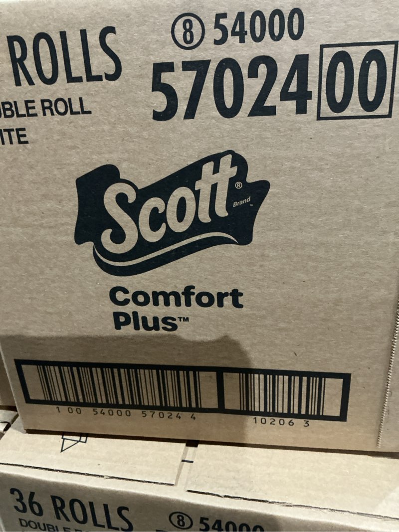 Condition photo showing New/Like New for scott comfortplus toilet paper, 36 double rolls, 231 sheets per roll, septic-safe, 1-ply toilet tissue double 231 sheets (pack of 36)