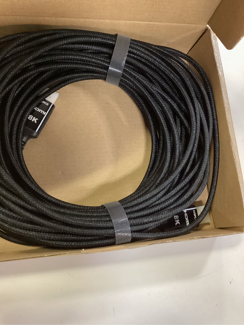 Condition photo showing New/Like New for snowkids 8k hdmi fiber optic cable long 2.1 65ft, unidirectional 48gbps high speed 8k60 4k braided hdmi cord earc hdr10 2.2&2.3 compatible for tv/monitor/ps-5/x-box/sound system & more 65feet black 1