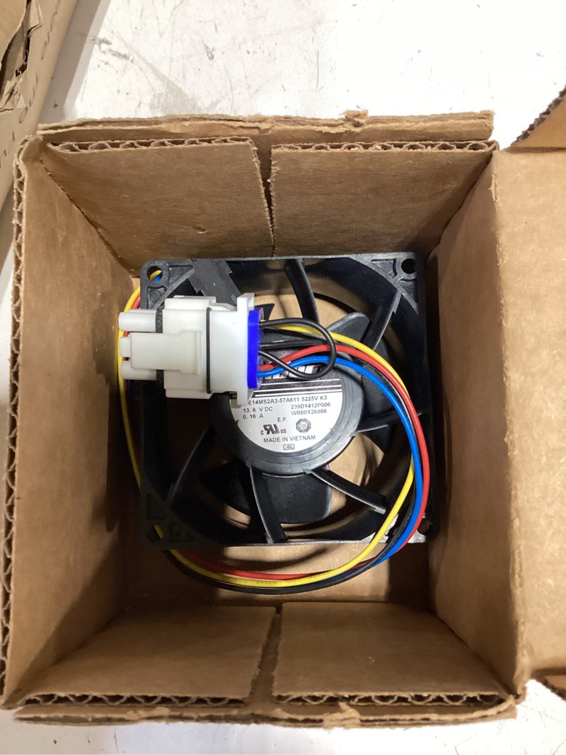 Condition photo showing As Is for ge appliances refrigerator evaporator fan motor wr60x26866, wr60x26033