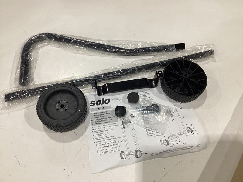 Condition photo showing New/Like New for solo 49211 tank sprayer wheel set (for 309-fa, 309-fb, 378, 388, 458, 458-hd, 458-rollabout, 458-v)