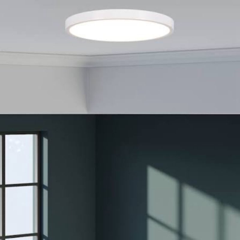 project source round flush mount 13-in white flush mount light energy star